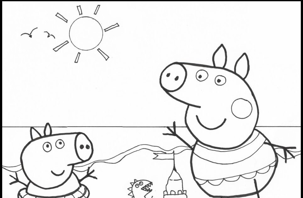 Dessin A Imprimer Peppa Pig A La Plage  Dessin Coloriage
