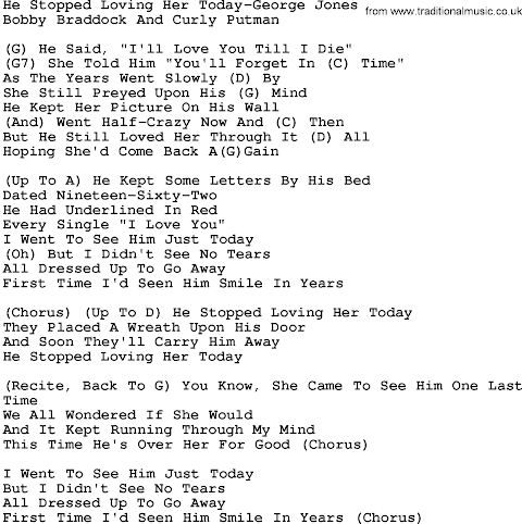 George Jones He Stopped Loving Her Today Lyrics And Chords
