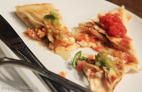 Garlic Shrimp, Pulled Pork and BBQ Chicken Quesadillas