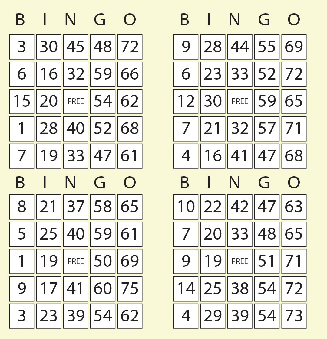 Free Printable Bingo Cards With Numbers