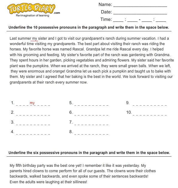 Possessive Nouns Worksheets 6th Grade With Answers 6th Grade Answer Key Possessive Nouns