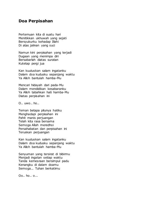 Lagu Pertemuan Dan Perpisahan