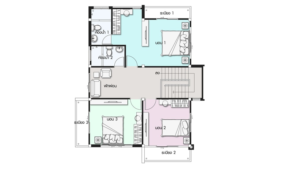 House design plan 8.5x9.5m with 4 bedrooms - House Plan Map