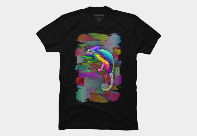 Chameleon Psychedelic Rainbow Colors T Shirt By BluedarkArt Design By Humans