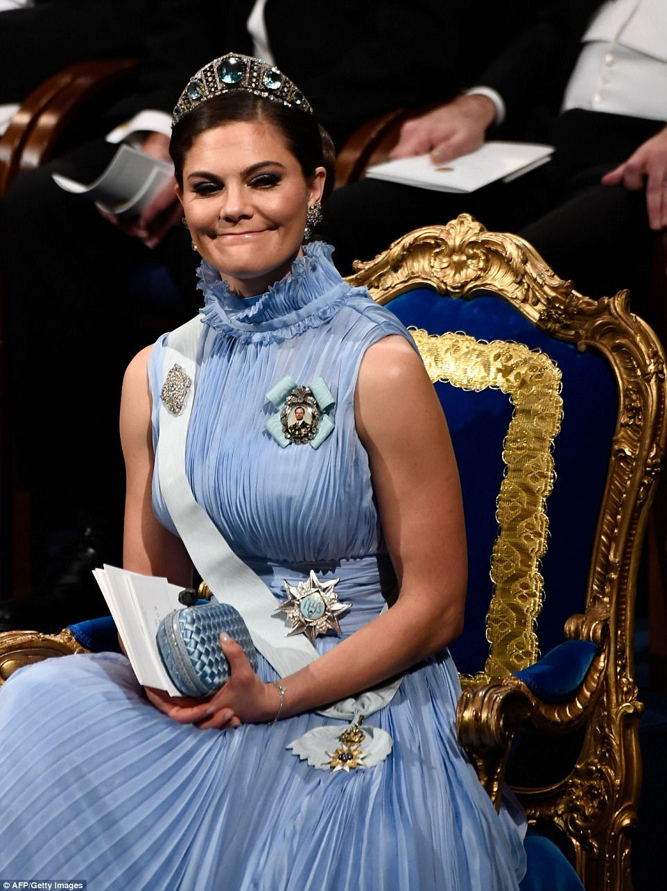 Victoria donned the Aquamarine Kokoshnik, which once belonged to Sweden's Princess Margaretha and has been in the family ever since