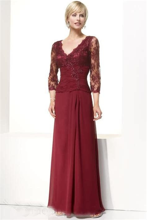 Wholesale Cheap Slimming V Neck 2/3 Sleeves Column Claret Wholesale Cheap Slimming V Neck 2/3 Sleeves Column Claret