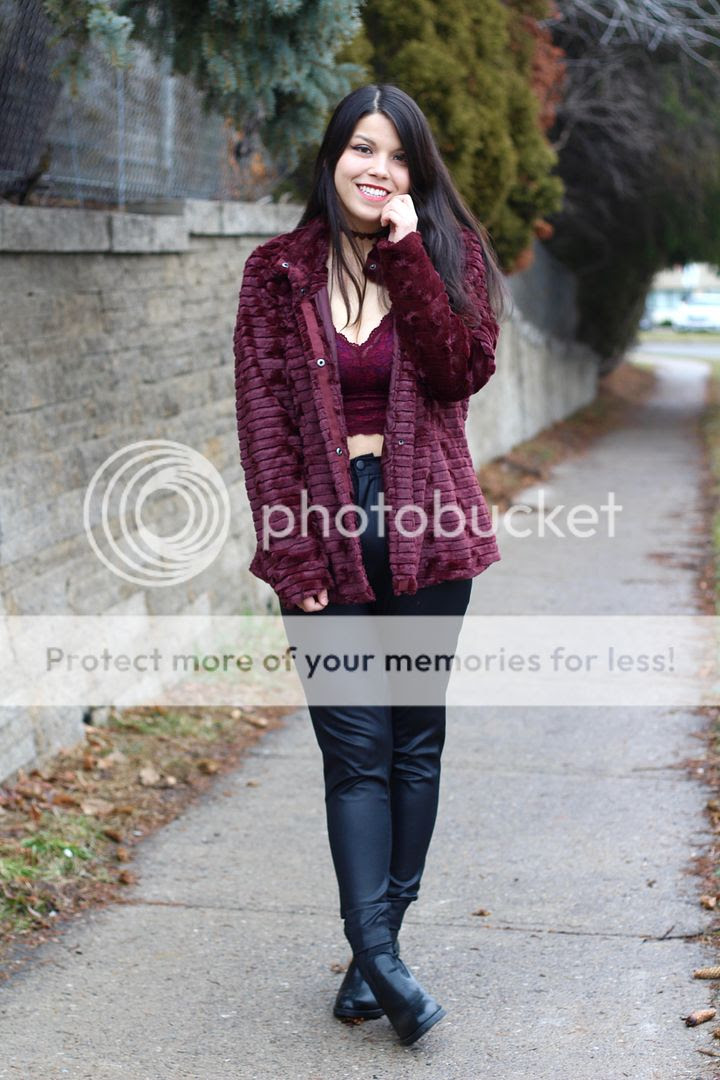 junarose burgundy faux fur coat