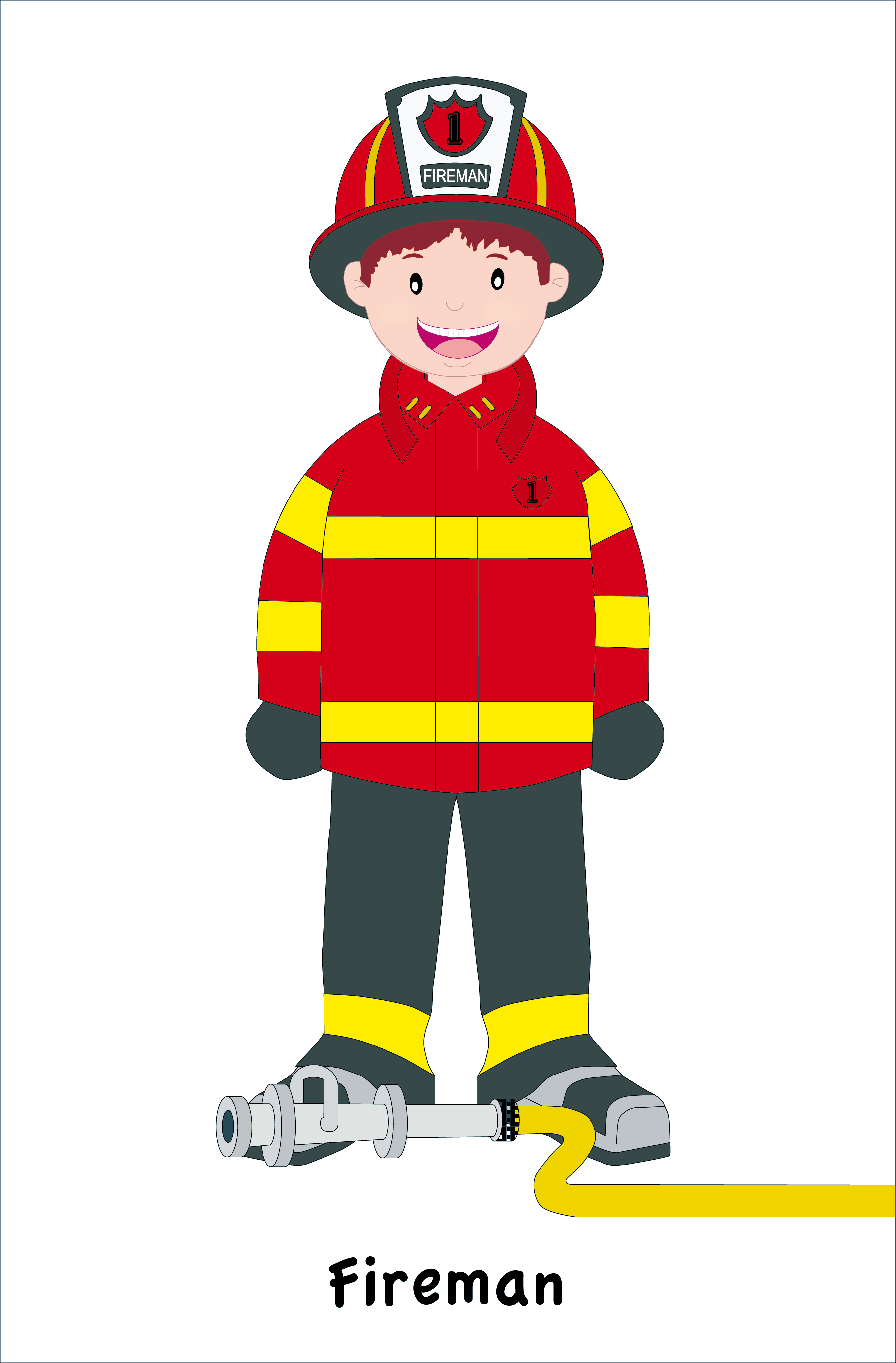 Community Helper Firefighter Clipart Black And White - bmp-public