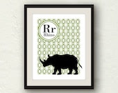 Nursery Decor - R is for Rhino - Green nursery - 8x10 Graphic Art Print - PaperFinchDesign Nursery Decor - R is for Rhino - Green nursery - 8x10 Graphic Art Print - PaperFinchDesign