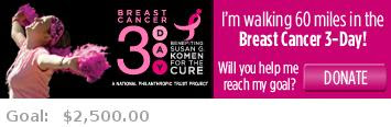 Help me reach my goal for the San Diego Breast Cancer 3-Day! Help me reach my goal for the San Diego Breast Cancer 3-Day!