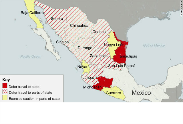 Mexico Travel Warning Map | Tourist Map Of English