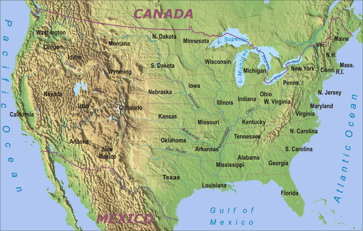 Maps: United States Map Physical