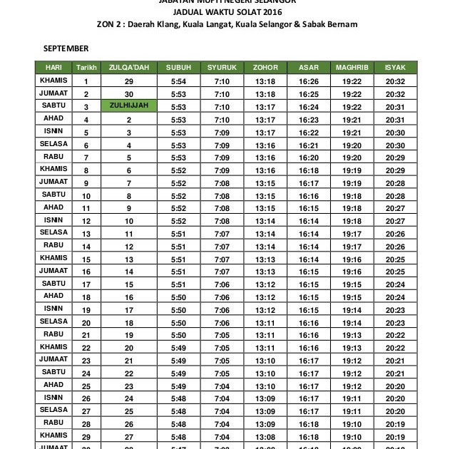 Waktu solat seremban 2022 negeri sembilan
