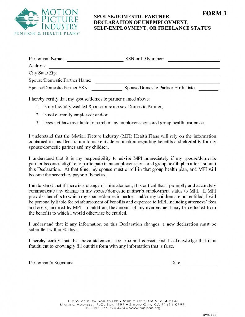 Employment Application Employment Application Form Declaration