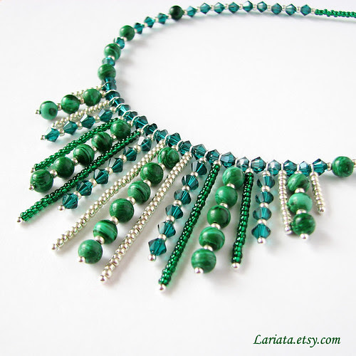 emerald and malachite green necklace with Swarovski