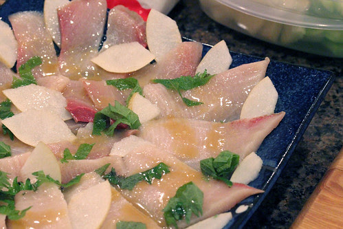 Hamachi sashimi Peruian-style