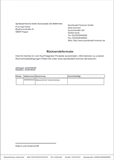 Retourenschein Muster Kostenlos / Waren Ruckversand Wer Haftet Bei