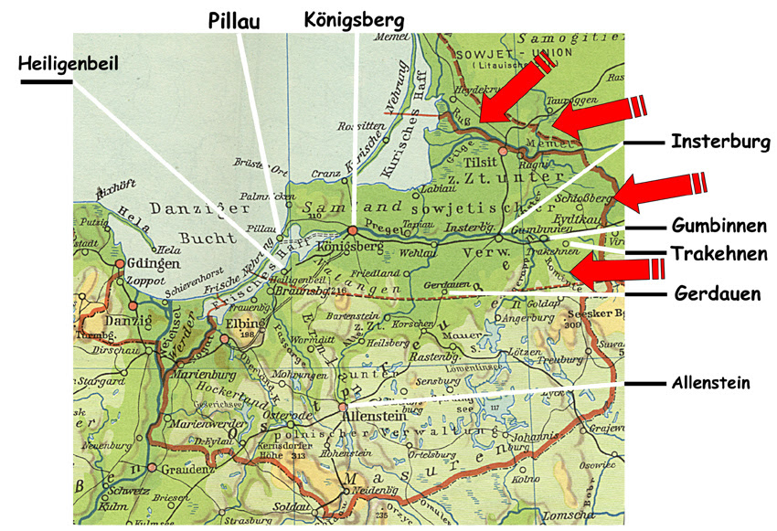 Подпишите на карте селение кунерсдорф и кенигсберг