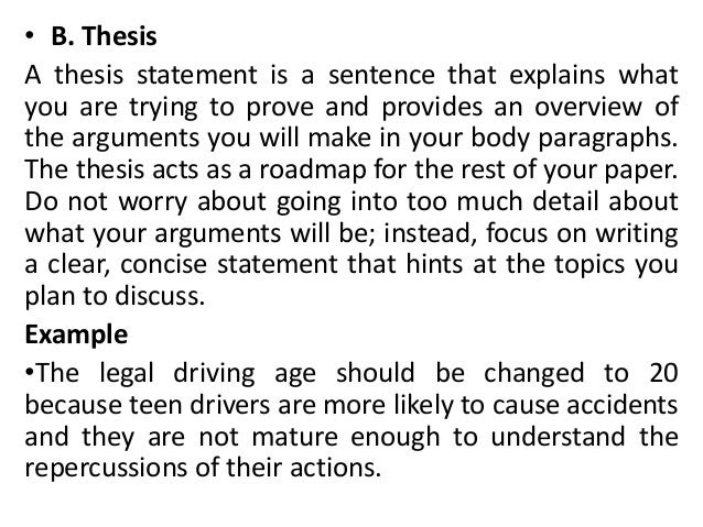 a good thesis statement for driving age