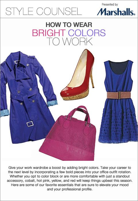 Give your work wardrobe a boost by adding bright colors. Take your career to the next level by incorporating a few bold pieces into your office outfit rotation. - How To Wear Bright Colors to Work