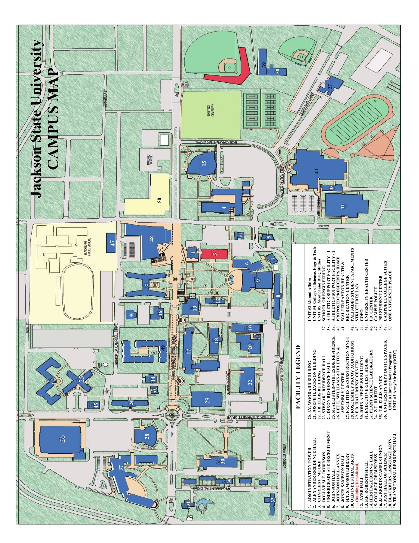 Jackson State University Map - World Map Wall Sticker