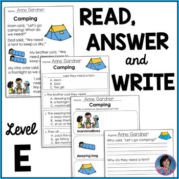 Guided Reading Level E: Comprehension Passages with Multip