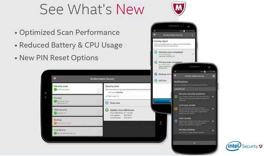 McAfee Mobile Security افضل 5 تطبيقات للحمايه/الاخطار عند ضياع هاتفك او سرقته .