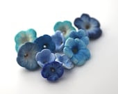 Bead Mix, Blue Flower Beads, Polymer Clay Beads 628 - tooaquarius