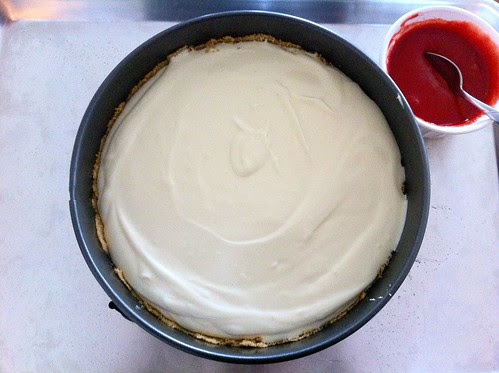 Cheesecake Filling Poured into Pan