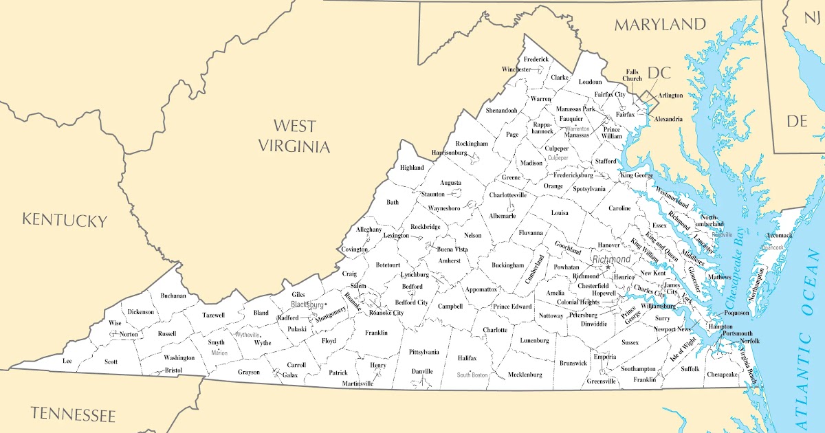 Virginia Map With Cities And Towns | Zoning Map