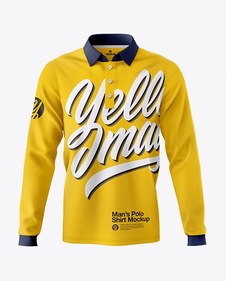 Download Mens Long Sleeve Polo Shirt Front View Jersey Mockup Psd File 87 38 Mb Yellowimages Free Psd T Shirt Mockup Templates PSD Mockup Templates