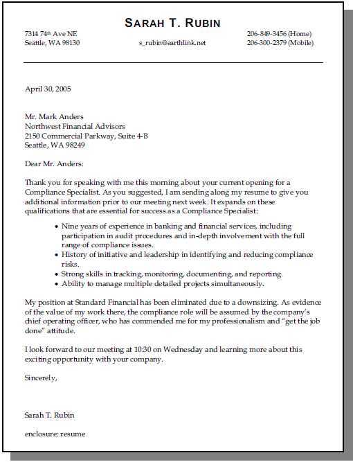cover letter without a specific position