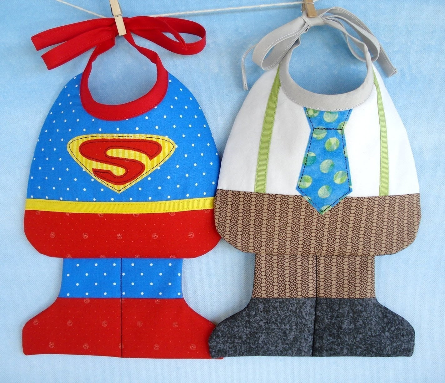 SALE - PDF ePattern - Super Baby and Little Man Baby Bib Sewing Pattern