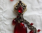 Valentine Necklace, Red Necklace, Crystal Jewelry, SALE, Vintage Jewelry, Valentine Jewelry - madebymoe