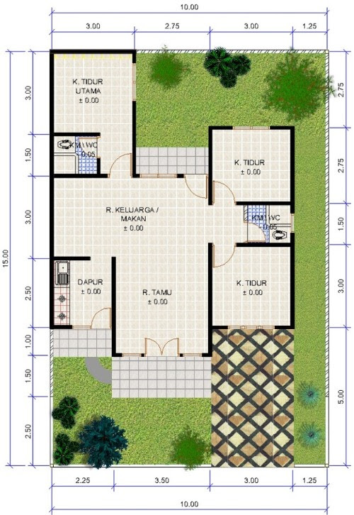 100 Denah Rumah Minimalis Type 45 Satu Lantai 3 Kamar 100 Denah Rumah Minimalis Type 45 Satu Lantai 3 Kamar