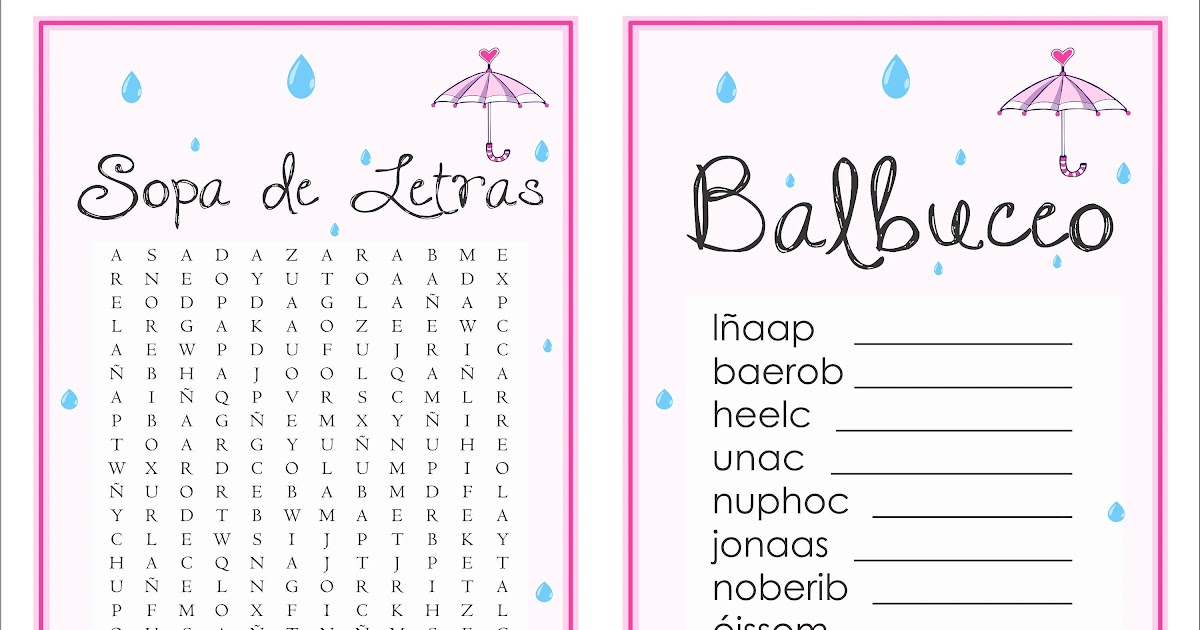 Juegos Para Baby Shower Crucigrama Con Respuestas Balbuceos