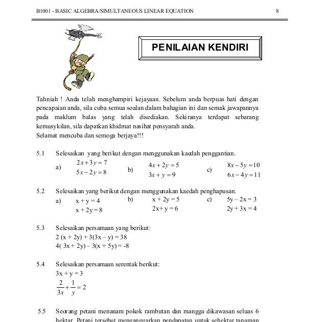 Contoh Soalan Basic Algebra - Seluruh t