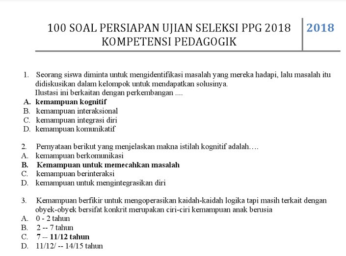 Soal Pretest Ppg 2019 Guru Sd Seputaran Guru