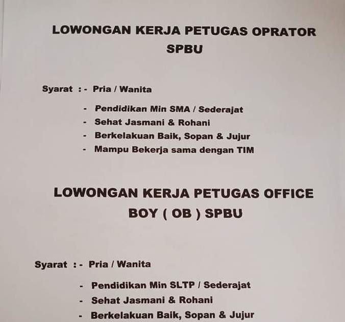 Cara Melamar Kerja Menjadi Pegawai Pom Bensin / Contoh