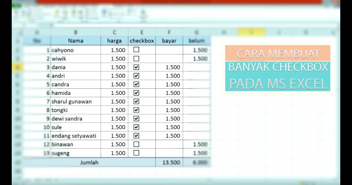 Cara Buat Simbol Centang Di Excel