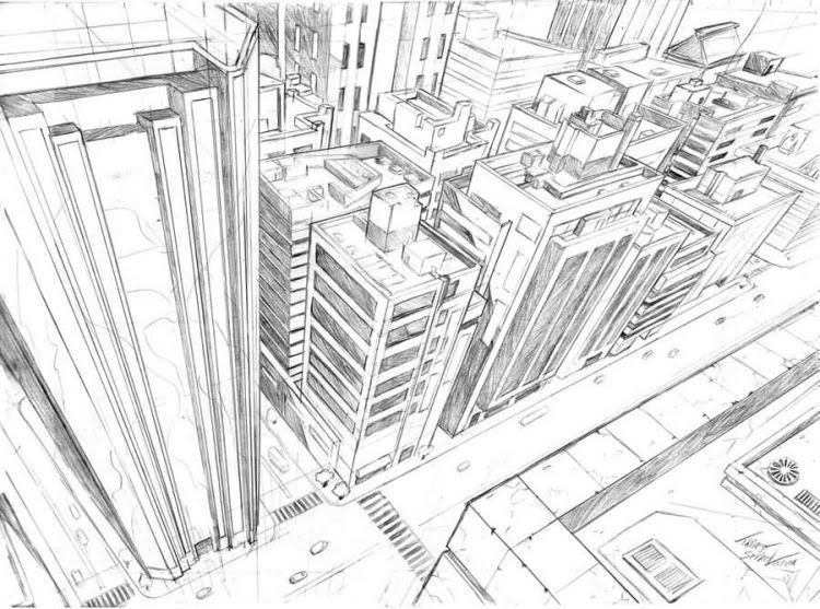 Kumpulan Mewarnai Gambar Sketsa Perkotaan Desain Interior Exterior