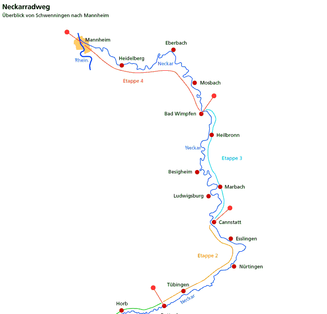 Neckarradweg Karte | Karte