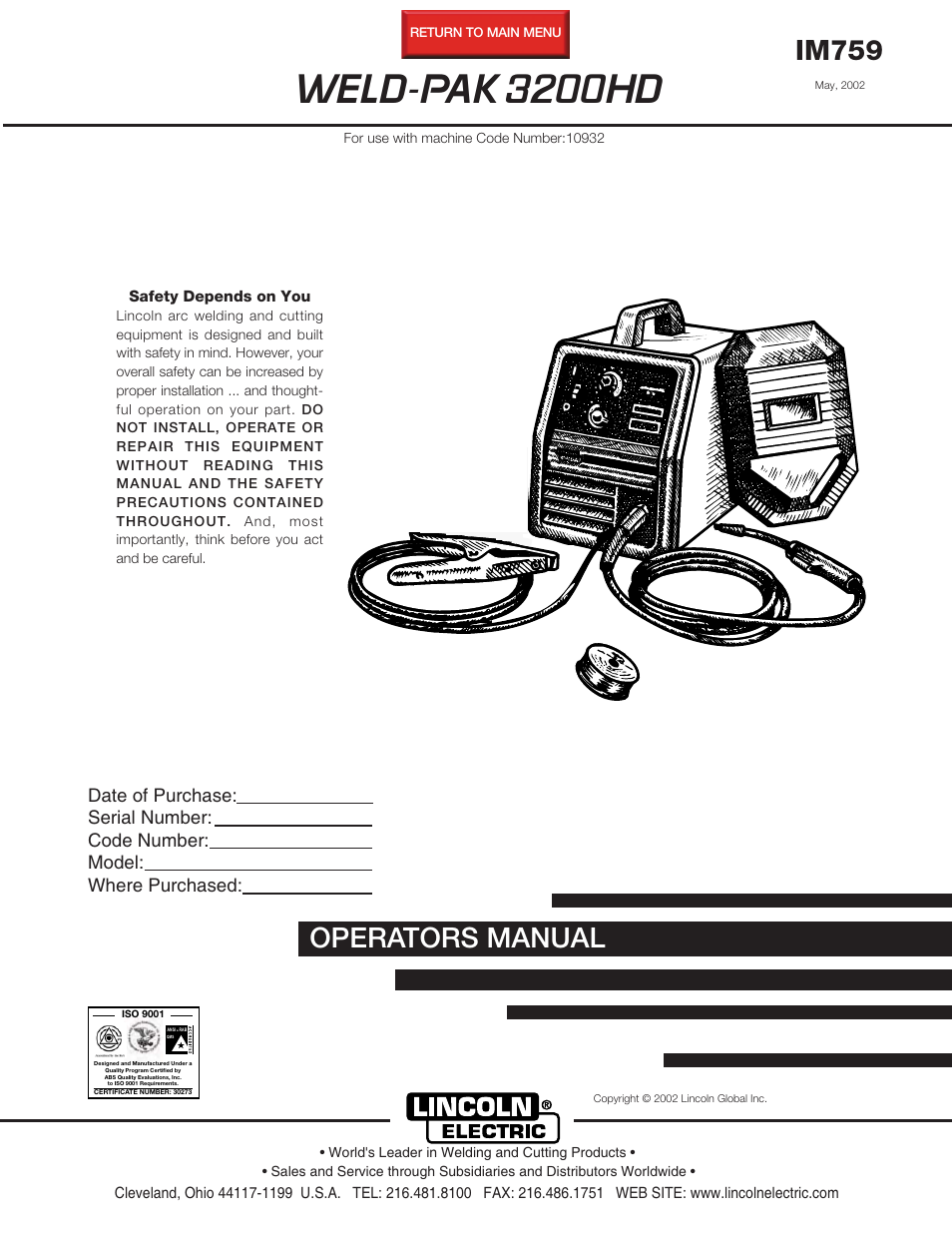 Lincoln Welder 3200hd