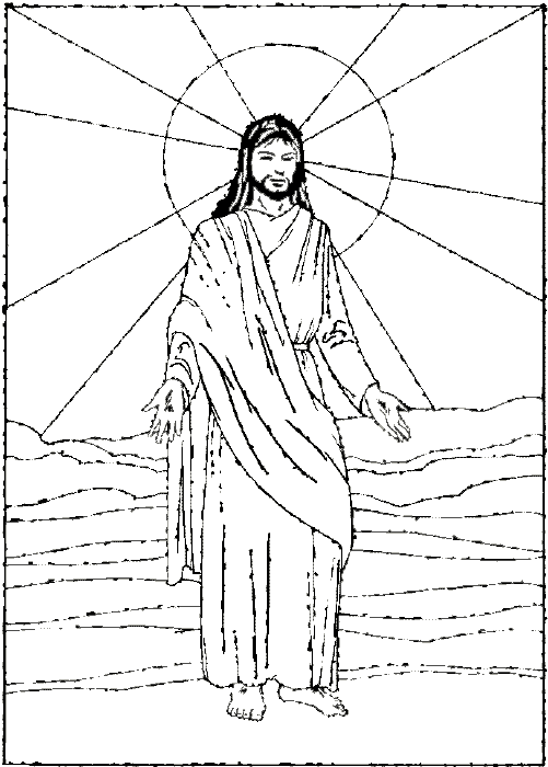 Free Easter coloring book pages of the resurrection of Jesus Christ.