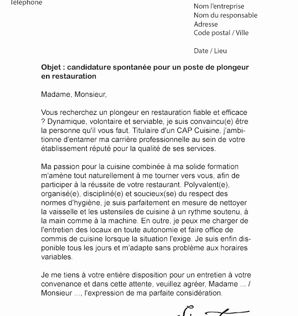 Model Lettre De Motivation Flunch  Perkata e