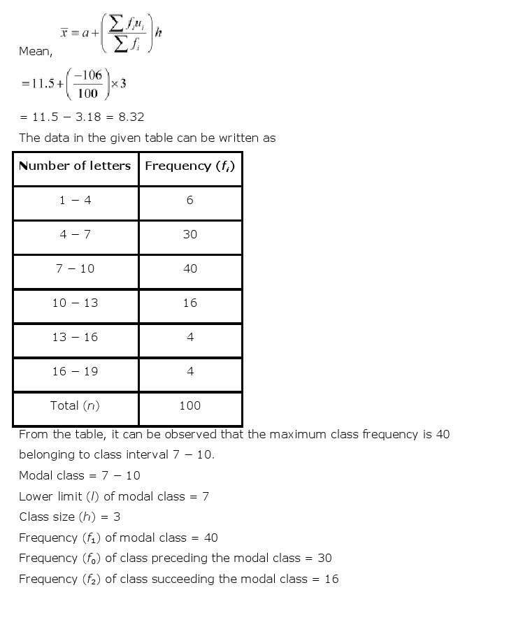 NCERT Solutions for Class 10th Maths Chapter 14 - Statistics