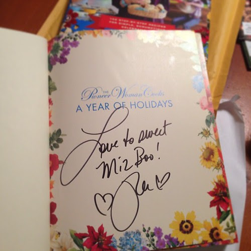 What a great surprise from The Pioneer Woman! I asked her to sign her new book for my sister Cindy.  Cindy's came on Saturday...then today this one showed up!! Thank you Ree!!  I'm thrilled to have my own very special copy!!  XOXO