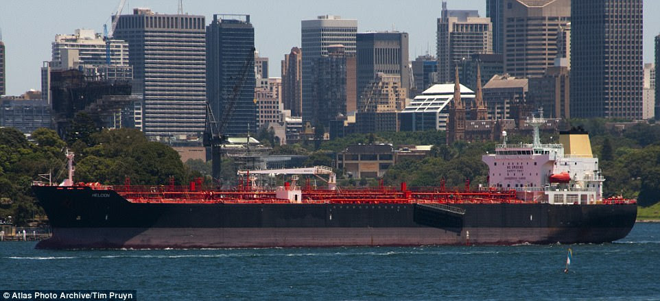 The Alnic MC (file photo) is an oil and chemical tanker that sails under the Liberain flag. It is 600feet long and has a gross tonnage of 30,000. The John McCain is 505feet long
