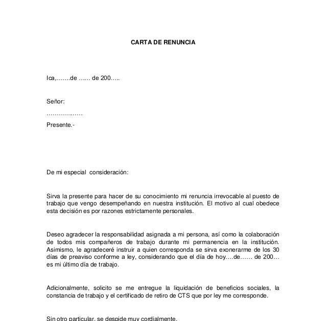 Carta De Renuncia Y Solicitud De Liquidacion About Quotes V Images 3861