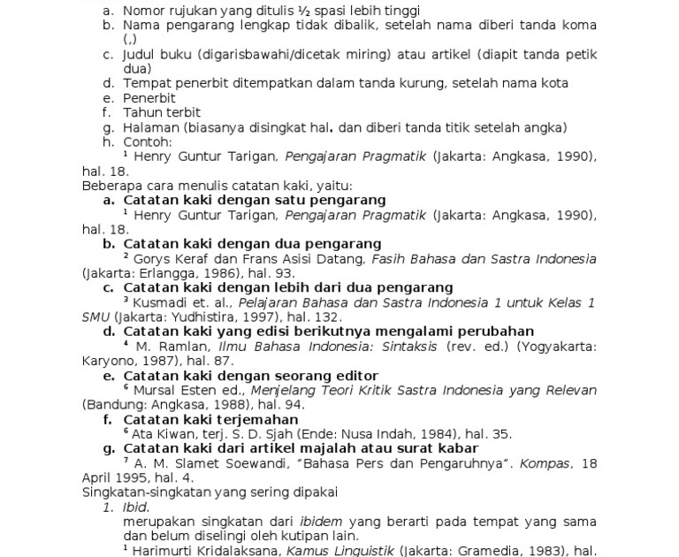 Contoh Catatan Kaki Pelajaran Bahasa Indonesia - Contoh 0208